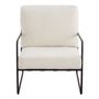 Fauteuils - Fauteuil GASPARD déhoussable tissu bouclette crème et métal - BLANC D'IVOIRE