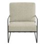 Fauteuils - Fauteuil GASPARD déhoussable tissu jacquard de velours sable et métal - BLANC D'IVOIRE