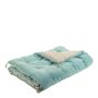 Linge de lit - Futon MATTEO velours de coton bleu aqua - BLANC D'IVOIRE