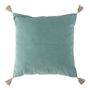 Fabric cushions - MATTEO aqua blue cotton velvet cushion cover - BLANC D'IVOIRE