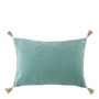 Coussins textile - Housse de coussin MATTEO velours de coton bleu aqua - BLANC D'IVOIRE