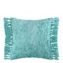 Coussins textile - Housse de coussin PAULA velours irisé bleu aqua - BLANC D'IVOIRE