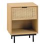 Night tables - AUGUSTIN light oak and cane bedside table  - BLANC D'IVOIRE