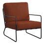 Armchairs - GASPARD armchair with removable cover in terracotta terry fabric and metal  - BLANC D'IVOIRE