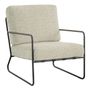 Fauteuils - Fauteuil GASPARD déhoussable tissu jacquard de velours sable et métal - BLANC D'IVOIRE