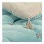 Linge de lit - Futon MATTEO velours de coton bleu aqua - BLANC D'IVOIRE