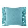 Coussins textile - Housse de coussin PAULA velours irisé bleu aqua - BLANC D'IVOIRE