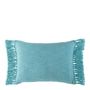 Coussins textile - Housse de coussin PAULA velours irisé bleu aqua - BLANC D'IVOIRE