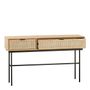 Coffee tables - AUGUSTIN console light oak and canework - BLANC D'IVOIRE