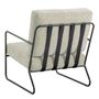 Fauteuils - Fauteuil GASPARD déhoussable tissu jacquard de velours sable et métal - BLANC D'IVOIRE