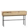 Coffee tables - AUGUSTIN console light oak and canework - BLANC D'IVOIRE