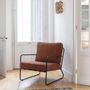 Armchairs - GASPARD armchair with removable cover in jacquard velvet fabric, rosewood and metal - BLANC D'IVOIRE