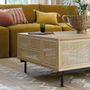 Coffee tables - AUGUSTIN coffee table light oak and canework - BLANC D'IVOIRE