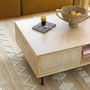 Coffee tables - AUGUSTIN coffee table light oak and canework - BLANC D'IVOIRE