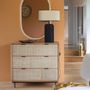 Chests of drawers - AUGUSTIN light oak and cane chest of drawers  - BLANC D'IVOIRE