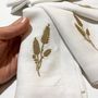 Table linen - Napkins white linen with embroidery Spike wheat - GOLIUK