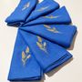 Linge de table textile - Set of Napkin blue linen embroidery Spike wheat - GOLIUK