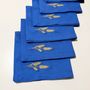 Linge de table textile - Set of Napkin blue linen embroidery Spike wheat - GOLIUK