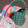 Bags and totes - Tietie/ Green-pink bag and object - WASTE NO MORE, Upcycling - PLAYNOMORE