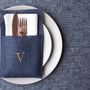 Table linen - Linen napkin holder with initials - GIARDINO SEGRETO