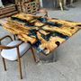 Kitchens furniture - Blue Olive Epoxy Dining Table - Custom Wood Table - TINELLA WOOD