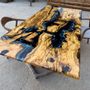 Kitchens furniture - Blue Olive Epoxy Dining Table - Custom Wood Table - TINELLA WOOD