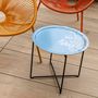 Decorative objects - Round side table with removable wooden tray 49 cm  - Wildflowers - MONBOPLATO