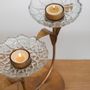 Decorative objects - Glass flower double tea-light candle holder - MAHE HOMEWARE