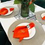 Table linen - Orange linen napkins with embroidered rooster - GOLIUK