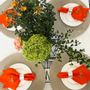 Table linen - Orange linen napkins with embroidery rooster - GOLIUK