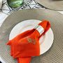 Table linen - Orange linen napkins with embroidered rooster - GOLIUK