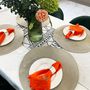 Table linen - Orange linen napkins with embroidery rooster - GOLIUK