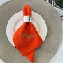 Table linen - Orange linen napkins with embroidery rooster - GOLIUK