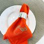 Table linen - Orange linen napkins with embroidered rooster - GOLIUK