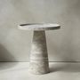 Autres tables  - SILVER TRAVERTINE CONE SIDE TABLE - KIWANO CONCEPT