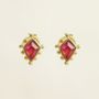 Jewelry - Earring stud Guarani ruby 3x4mm kite g.pl - MUJA JUMA