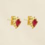 Jewelry - Earring stud Guarani ruby 3x4mm kite g.pl - MUJA JUMA