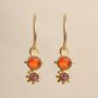 Jewelry - Earring hanging Guarani red agate 3mm round g.pl - MUJA JUMA