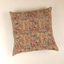 Fabric cushions - Joyful Garden Kalamkari Hand Block Print Pillow - NINÉH