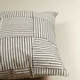 Fabric cushions - Black and Beige Striped Cotton Hand Block Print Cushion Cover - NINÉH