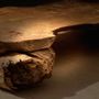 Coffee tables - Coffee Table in Antique Oak and Stones, 2023 Collection BRIDGES - GALERIE SANA MOREAU