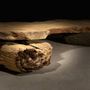 Coffee tables - Coffee Table in Antique Oak and Stones, 2023 Collection BRIDGES - GALERIE SANA MOREAU