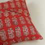 Fabric cushions - Red Ember Hand Block Print Cotton Cushion Cover - NINÉH