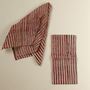 Table linen - Hand Block Print Cotton Dinner Napkins, Set of 4, Rustic Stripes - NINÉH