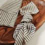 Table linen - Beige and Black Striped Cotton Napkins Hand Block Printed - NINÉH