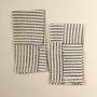 Table linen - Beige and Black Striped Cotton Napkins Hand Block Printed - NINÉH