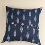 Fabric cushions - Ikat Handwoven Cotton Cushion Cover Midnight Blue - NINÉH