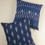 Fabric cushions - Ikat Handwoven Cotton Cushion Cover Midnight Blue - NINÉH