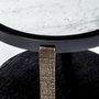 Autres tables  - Table d'Appoint Ida Chêne Noir Brossé Sable et Barres en Bronze Coulé - DUISTT