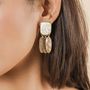 Bijoux - Boucles d’oreilles poussoir 3 pampilles nacre brune – ALHAMBRA - NATURE BIJOUX